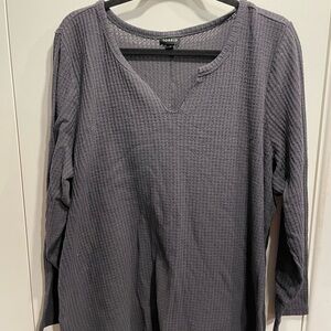 Torrid Charcoal Long Sleeve Waffle Knit Top